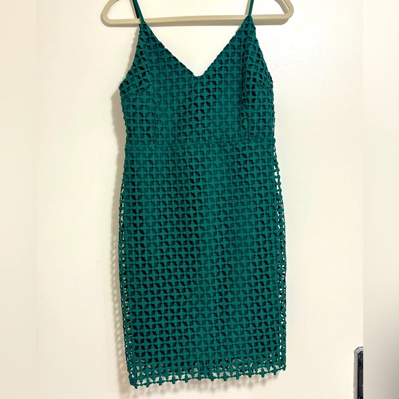 Lulu’s Kindhearted Dark Green Lace Sleeveless Mini Dress (Medium) - Picture 1 of 3